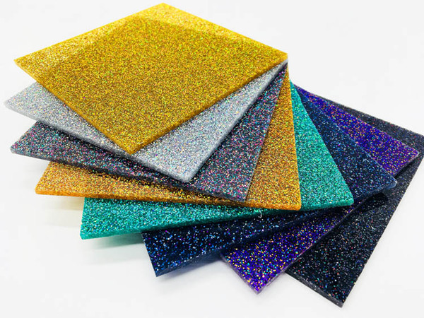 300mm x 200mm x 3.0mm Acrylic (PMMA) Two-Sided Holographic Glittering Color Sheets - 1 pcs/color