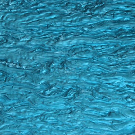 Acrylic (PMMA) Pearlescent Ripple/Stream Sheets, 3.0mm Thickness - Cyan Blue (SW10)