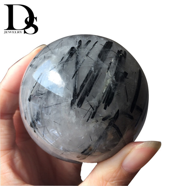 4-5 cm Natural Tourmaline Ball Black Crystal Quartz Sphere Hairstone Orb Mineral Aphrizite Schorlite Chakra Healing Crafts Gifts Decoration