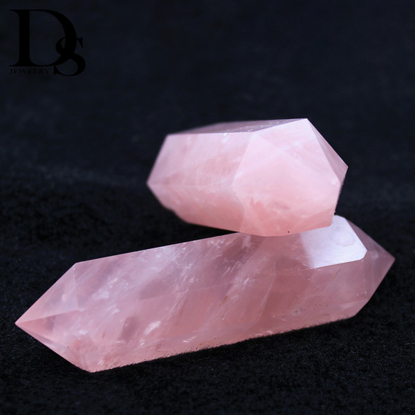 50-60g Natural Rose Quartz Wand Obsidian Hexagonal Double Points Tigereye Prism Point Healing For Christmas Tree Home Decoration