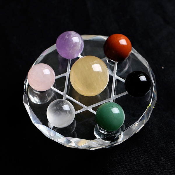 Citrine amethyst Crystal ball seven star array plate group aventurine sphere stand Healing natural obsidian Mineral healing reiki fengshui