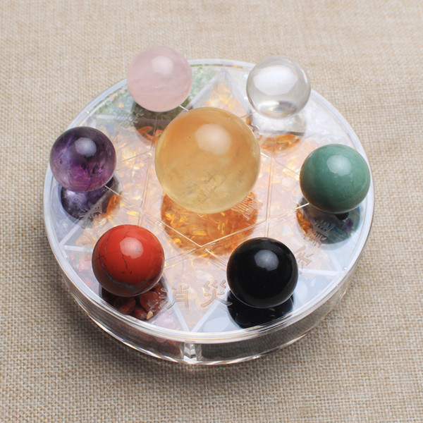 Crystal ball 7 stars plate sphere stand tumbled Chips Stone Healing natural Mineral healing reiki fengshui Wholesale