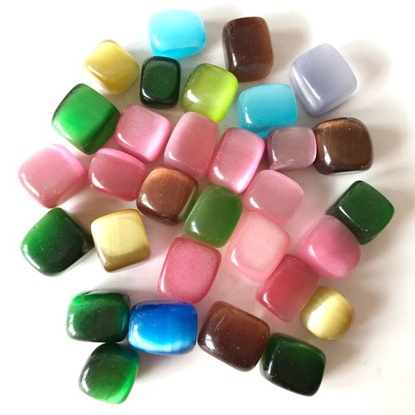 Mixed Color Cat's Eye Stone Tumbled Quartz Crystal Square Opal Quartz Minerals Specimen DIY Jewelry Making Home Decoration