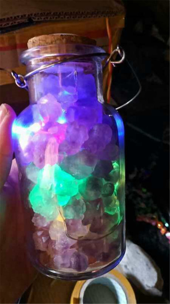 top quality natural amethyst quartz crystal wishing bottle reiki healing purple crystal stones remove negative energy with colorful light