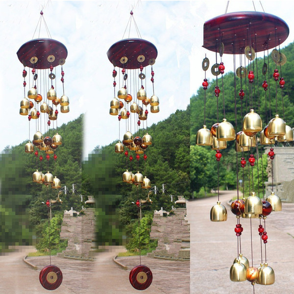 1PCS Solid Red Wood 18 Copper Bells Wind Chimes Hanging Outdoor Garden Yard Windchime Windbell Home Decor