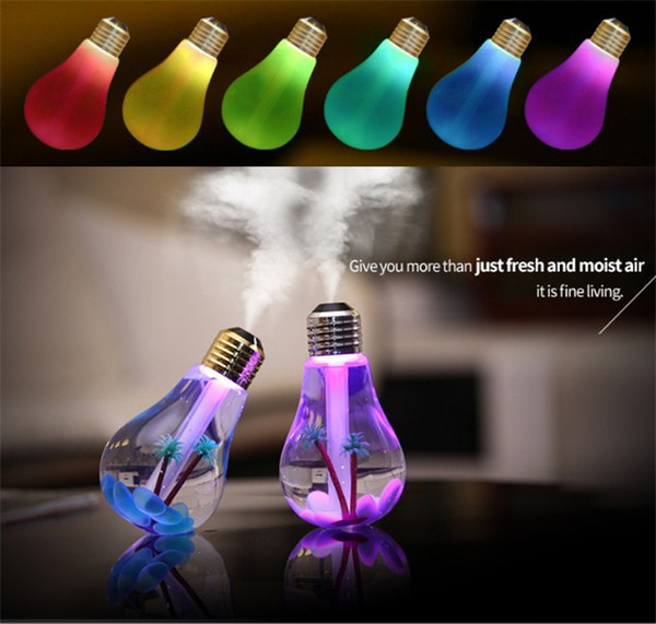 Light bulb Humidifier USB LED Ultrasonic Aromatherapy Mist Maker Creative Colorful Automatic transformation colors Atomizer Diffuser 5V DHL