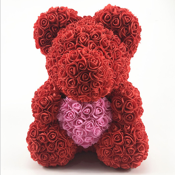 flower artificial heart rose teddy bear for kids birthday gift