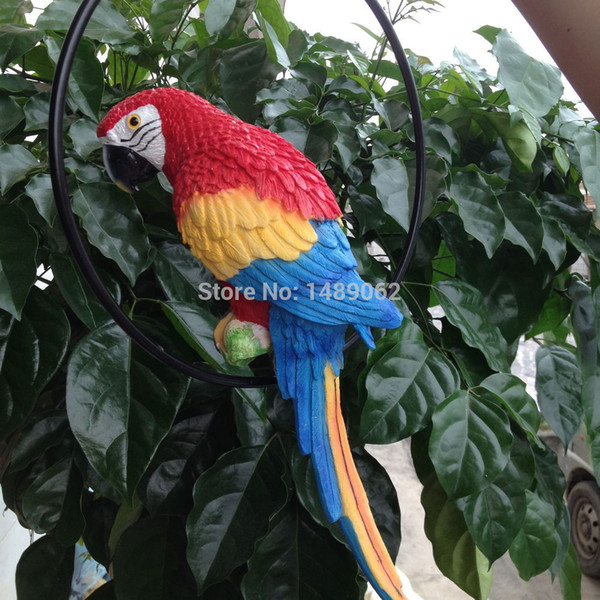 Garden Decoration, Outdoor Garden Hanging Tree Animal Decoration, Simulation Parrot Bird Ornament Resin Crafts