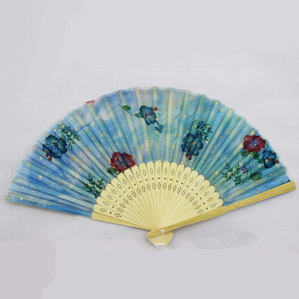 Folding Fans Fashion Flower Printing Hand Design Bamboo Folding Fans Festival Events Supplies Wedding Gifts Favors Arts Crafts