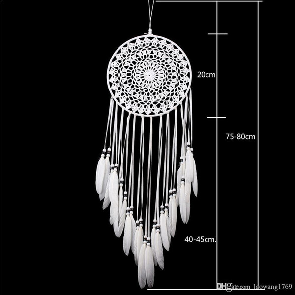 2017 New White Lace Flower Dreamcatcher Wind Chimes Indian Style Feather Pendant Dream Catcher Creative Car Hanging Decoration