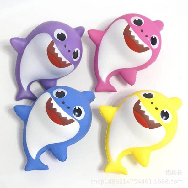 Squishy toy Candy color cartoon shark toy Slow rebound Unpack the toys Kid's squeeze Lovely shark Soft toy Adult decompression toys CLS121