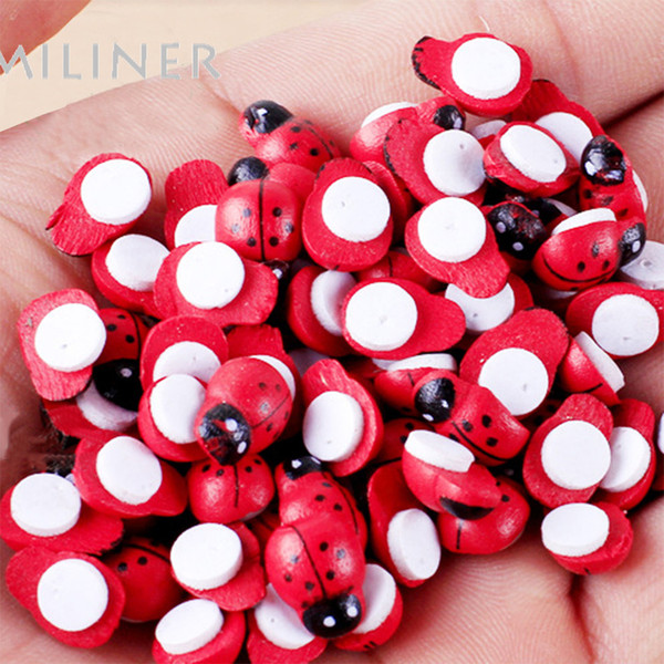 Wholesale- 100Pcs Painted  Self Adhesive Wood Craft Fridge Paste Cabochon Scrapbooking Decoration 8x11mm