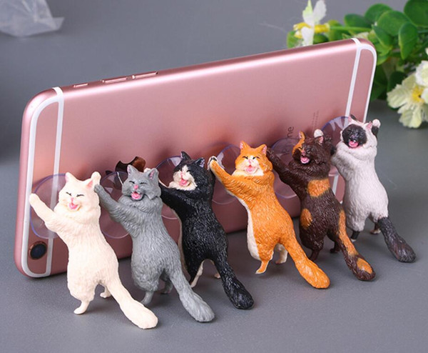 Cartoon cute cute pig sucker mobile phone bracket artificial animal dog cat mobile phone bracket kitten creative gift random hair