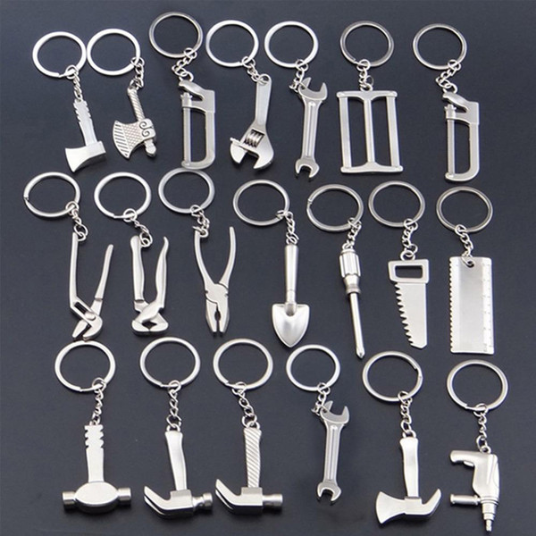 Creative Multi Tools Key Chain Hex Wrench Vise Hammer Shovel Key Chain Pendant Man Boyfriend Father Present Party Gifts Souvenir