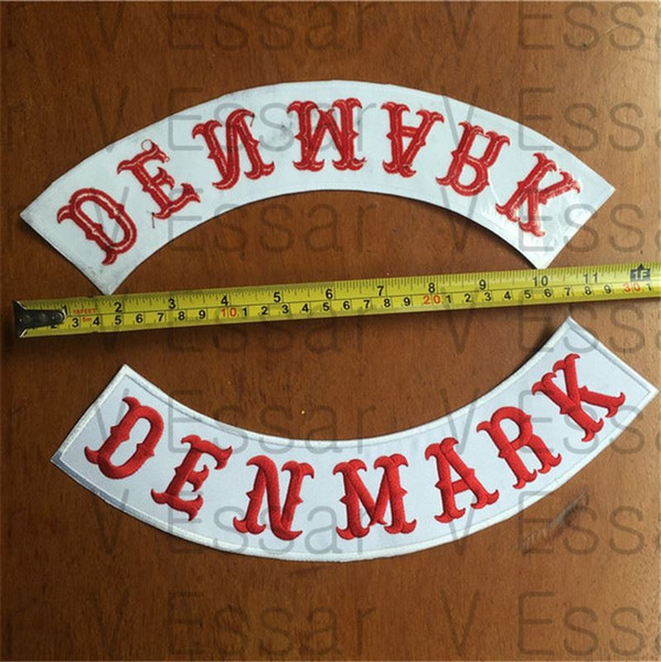 ANGELS DENMARK Custom Bottom Rocker Embroidery Patches for Jacket Motorcycle Vest Size 30X7CM