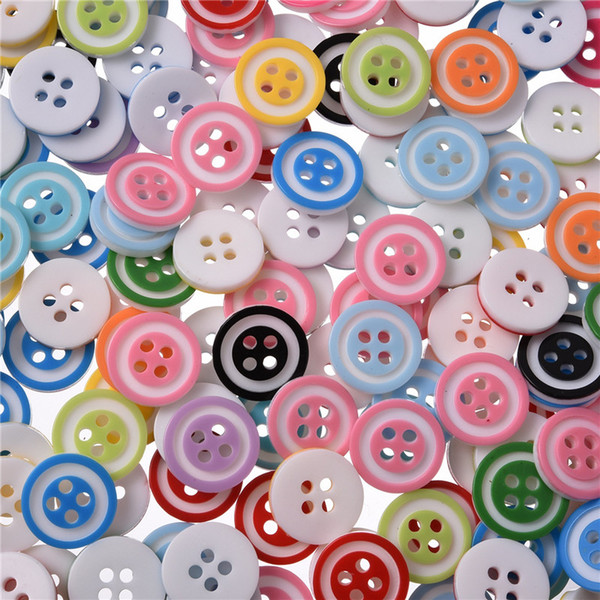 300Pcs 13mm 4 Holes Round Mixed Resin Buttons Decorative Sewing Buttons Flatback Scrapbooking Crafts Sewing Accessories