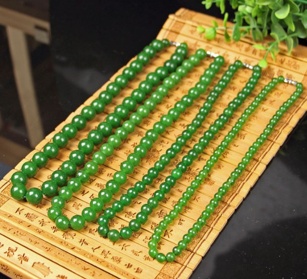 AAA+ Wholesale! Natural stone Jade Necklace for women Dark Green Jadeite quartzite beads