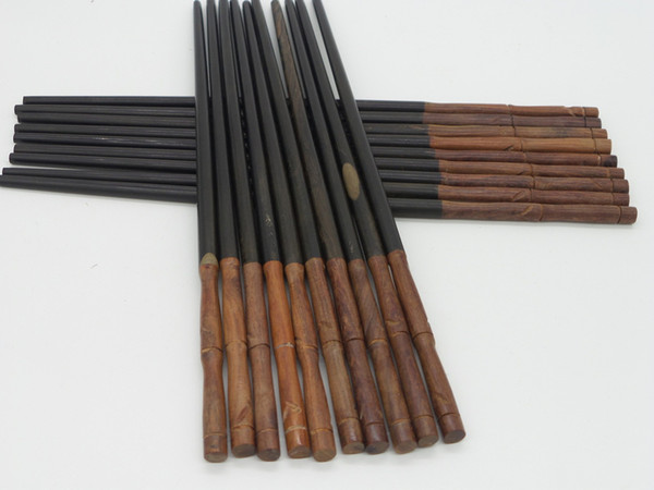 Solid wood chopsticks, high-grade mahogany rosewood ebony chopsticks mosaic natural wood color wax-free paint