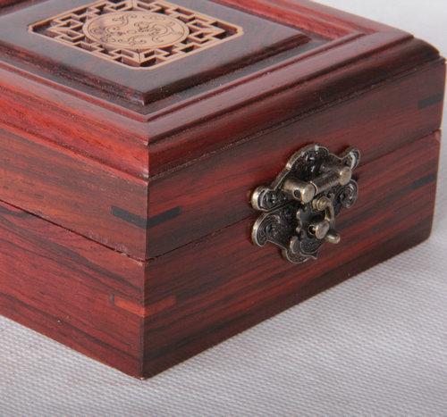 Authentic Rosewood inlaid mahogany boxwood square clamshell box vintage jewelry box wood storage box