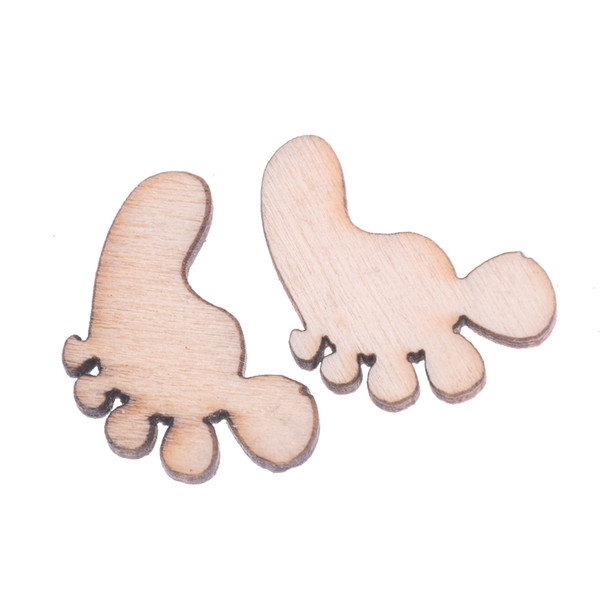 50Pcs MDF Blank Embellishments Craft Wooden Baby Feet shapes Laser Cut