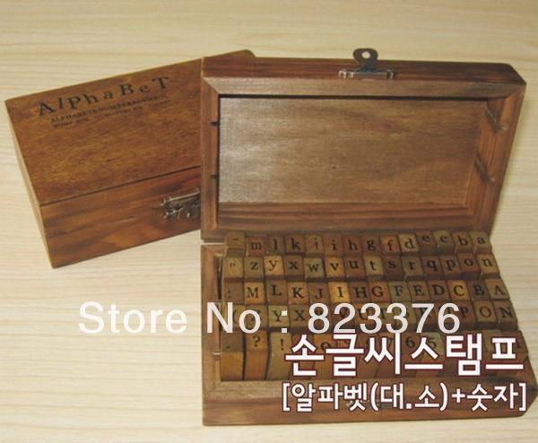 DHL Free shipping 25set 70pcs/set Number and Letter Wood stamp Set/Wooden Box/Multi-purpose stamp/DIY funny work