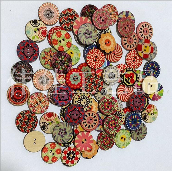 20mm Natural wood small child button four children 's clothing cartoon button 15mm lovely flower button For DIY