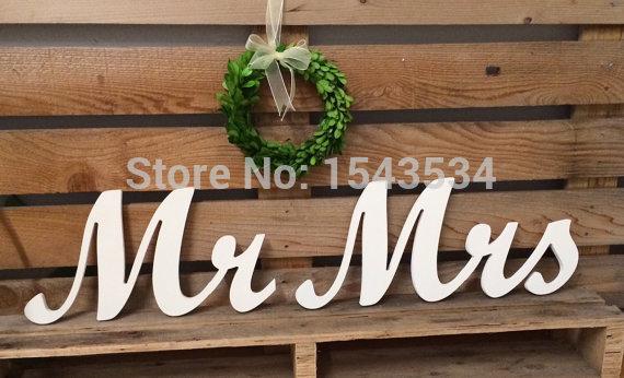 Mr and Mrs wedding sign, wooden letters, wedding decor, head table, chair backers, wall hangings, script vintage white,