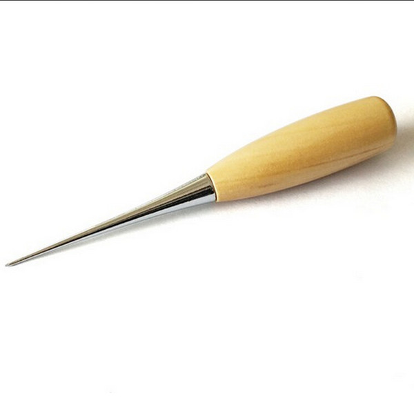 1 PCS High Quality Professional Leather Wood Handle Awl Tools For Leathercraft Stitching Sewing