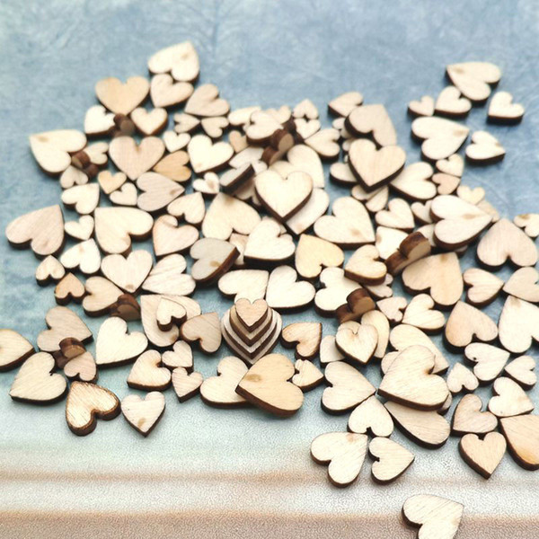 100pcs Size Mixed Love Heart Peach Heart Antique Wooden Button Wedding Table Scatter Map Home Decor