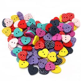 Free shipping by dhl 100 Pcs 15mm Mixed Polka Dot Heart Wood Wooden Sewing Buttons Craft Scrapbooking lin3402