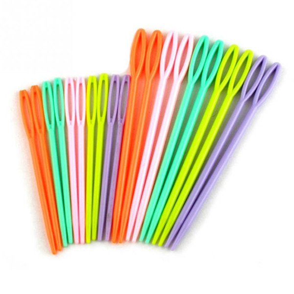 Good Quality 1Set(12PCs) Plastic Knitting Needles Seam Sewing Tool Needlework Needle Arts & Crafts DIY 7cm 9cm Mixed