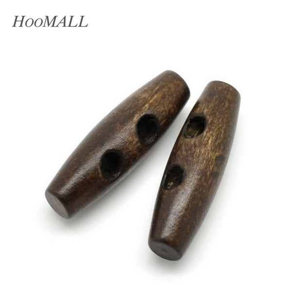 25PCs 2 Holes Wooden Buttons Sewing Horn Toggle Buttons For Coat Cloth Accessories Craft DIY And Scrapbooking 3.5x1.1cm