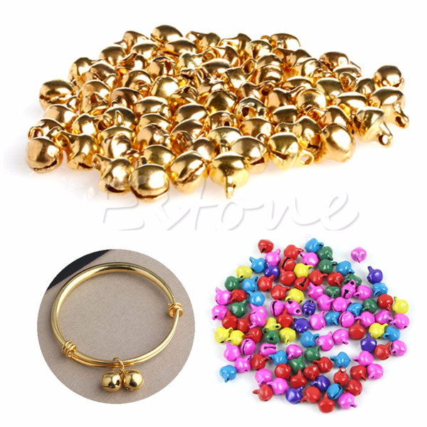 100pc Small Bell Craft Jewelry Wedding Charms 6mm Bead Findings Gold Mixed Color