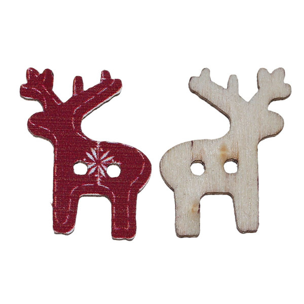 Hoomall 50PCs Reindeer X-mas Wooden Buttons 2-hole Sewing Scrapbooking Decoration Crafts Christmas Supplies 25x21mm