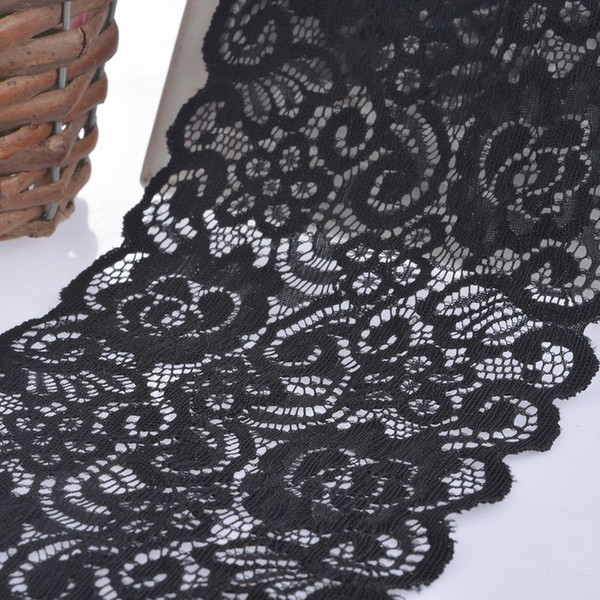 5Yards Wide Black/White Elastic Embroidered Lace Trim Ribbon Fabric DIY Crafts Sewing Accessories Wedding Hair Garments Supplies