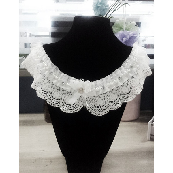 Hot Lace Collar - White Cotton Faux Pearl Lace Collar Sewing Applications