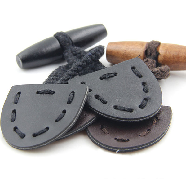 17 cm length Black coffee color horn buttons PU leather wooden olive buttons belt rope coat toggle button 4set /lot