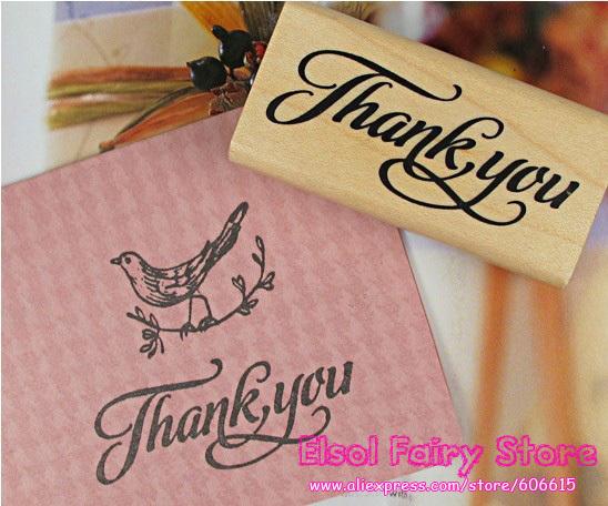 20PCS Wholesale 'Thank you' Wooden Stamp 6x3cm Retro Style Gift DIY Stamp