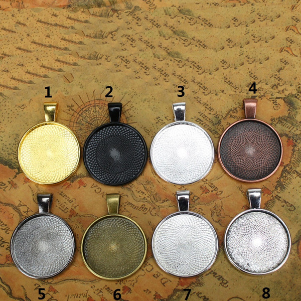 Necklace Pendant Setting Cabochon Cameo Base Tray Bezel Blank Fit 25mm Cabochons Jewelry Making Findings 10pcs Multi Colors 25mm