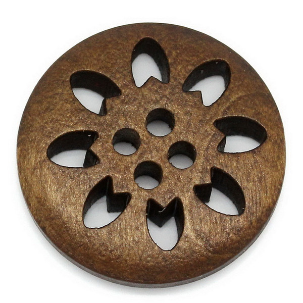 FUNIQUE New 25PCs Wooden Buttons Scrapbooking DIY Sewing Accessories For Coat Sweater flatback Crafts 4-Holes Round Flower 25mm