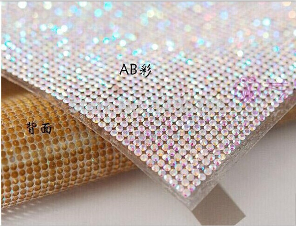 Fashion rhinestone sheet 24x40cm/roll hotfix motif trimming super closed with 2mmSS6 crystal stones AB color rhinestone mesh