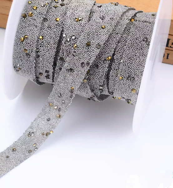 free ship!5yard/lot Bling small beads rhinestone mesh Trim strass chain banding crystalwedding applique dresses crafts 15mm width