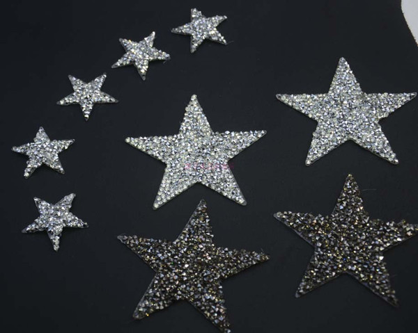 BlingBling star design crystal hotfix rhinestone motifs iron on transfer rhinestone patches applique for clothing shoe 10pcs/lot