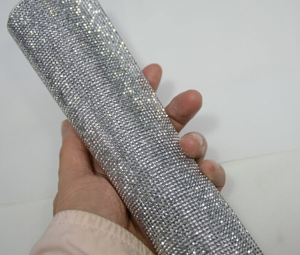 2mm silver hematite flatbackRhinestone Beaded Trim Diamond Mesh Hotfix or self ADHESIVE roll strass Applique Banding for Decorat