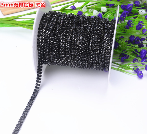 2 Rows 5yard 6mm Crystal black Rhinestone Cup Chain black Tone Rhinestones Trim Sewing Craft sewing diy beauty