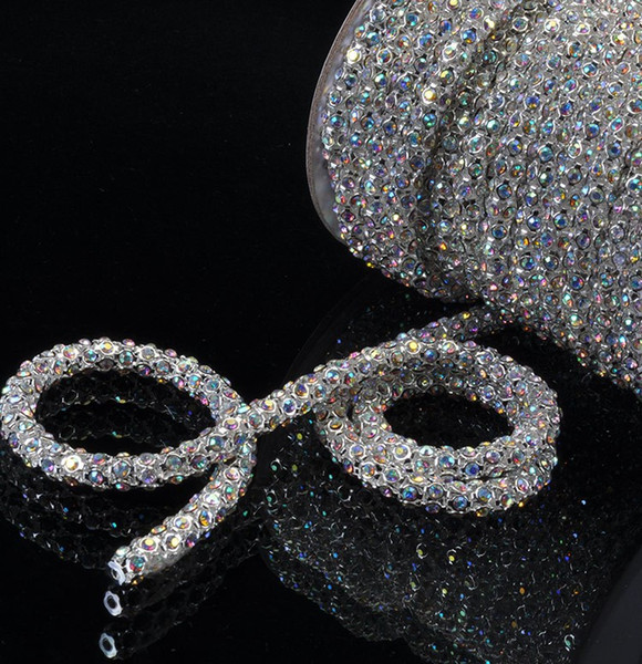 free shippment!SS28 6mm 5yards/lots sew on Crystal AB colors handmade Flower Cup Rhinestone Chain lace silver Shiny Glitter Rope