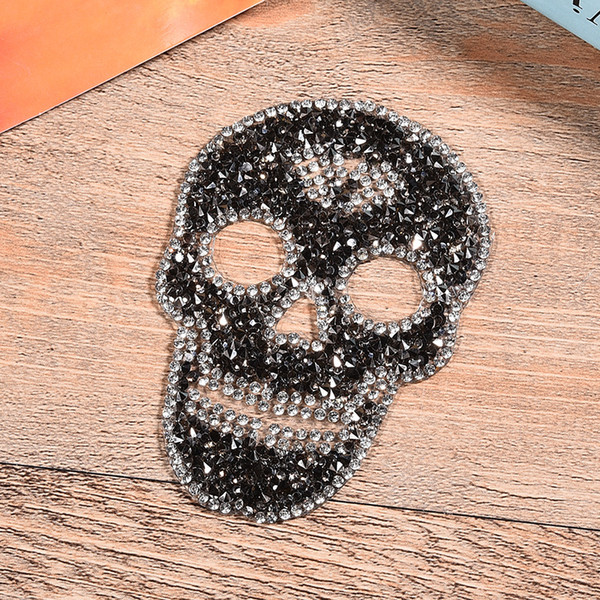 hotfix rhinestone skull patches motifs iron on patches strass crystal appllique for diy garment decoration