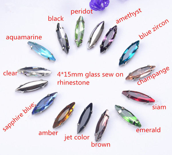 free shipment,Sew On beads 4*15mm 50Pcs/Lot long Horse eye shape Crystal Fancy rhinestone with brass Claw 4 holes
8000
 defferent color