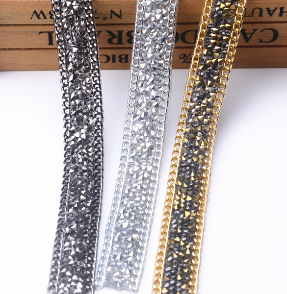 New arrival 2 yards/lot wedding crystal rhinestone rock diamond banding fancy bridal dress decorative trim weddingcakedecorative