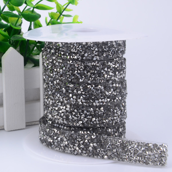 free ship!5yard/lot Bling black rhinestone mesh Trim strass chain banding crystal wedding applique dresses crafts 15mm width